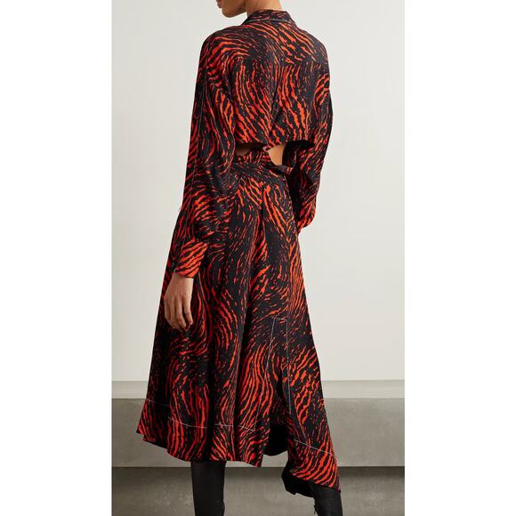 Proenza Schouler Printed Spiral Crepe De Chine Midi Wrap Dress Womens Size 2 New - Picture 2 of 16